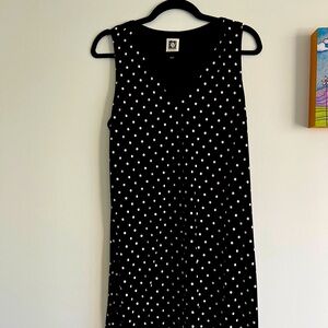 Anne Klein Black Polka Dot Knit Dress